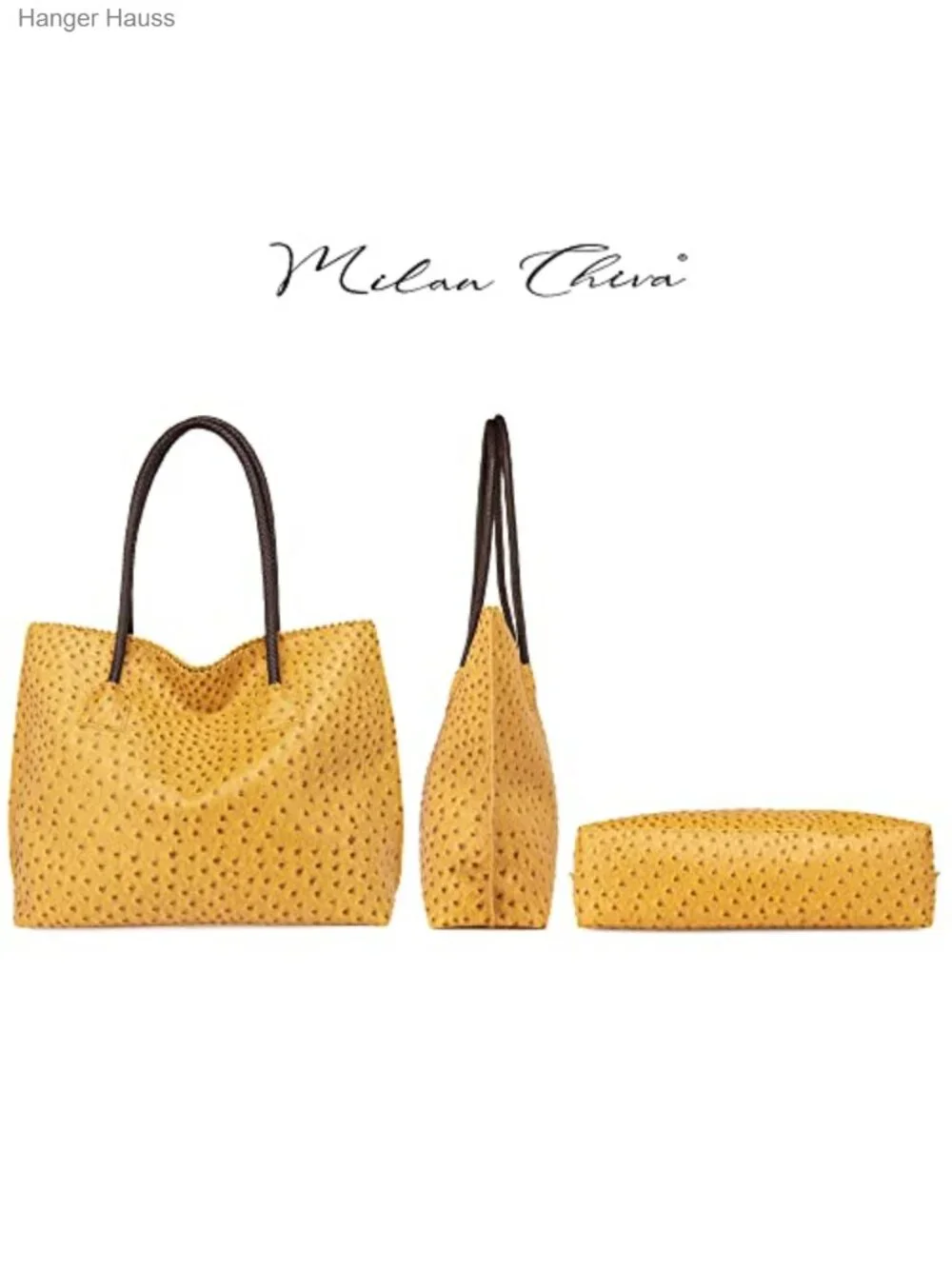 Large Ostrich Vegan Leather Tote Bag with Zipper Top Shoulder Purse for Women